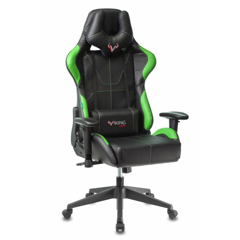 Кресло игровое геймерское Бюрократ VIKING 5 AERO LGREEN черный/салатовый искусственная кожа главное фото