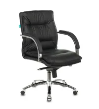 Кресло руководителя Бюрократ T-9927SL-LOW/BLACK низкая спинка черный кожа крестовина хром