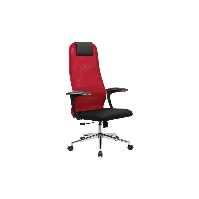 Кресло руководителя PREMIUM Ultimate EX-801 хром, плотная двойная сетка Х2, черное/красное главное фото